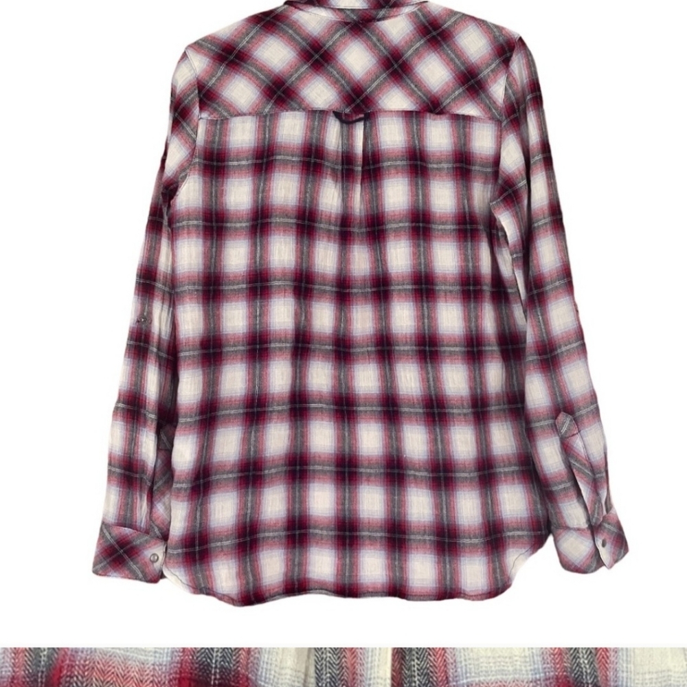 Kut From The Kloth Boylen Flap PocketSnap Front Flannel Shirt Size Small